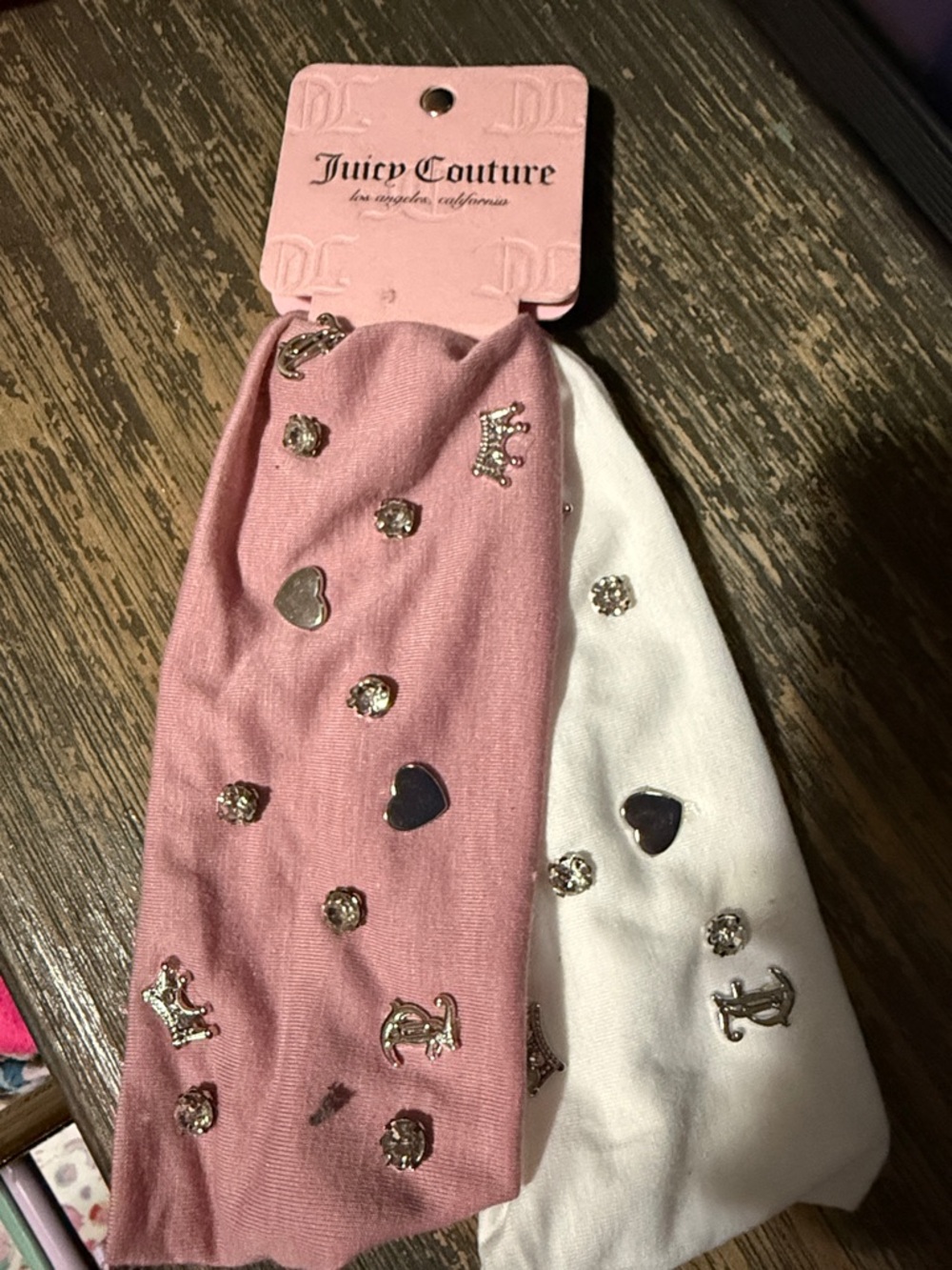 Juicy Couture Pink & White Embellished Headbands with Charms